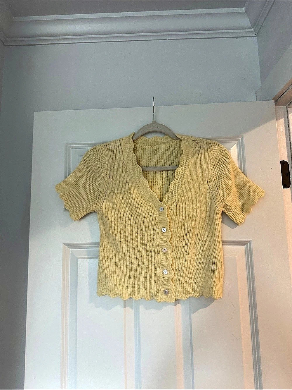 Short Sleeve Knit Cardigan in Yellow